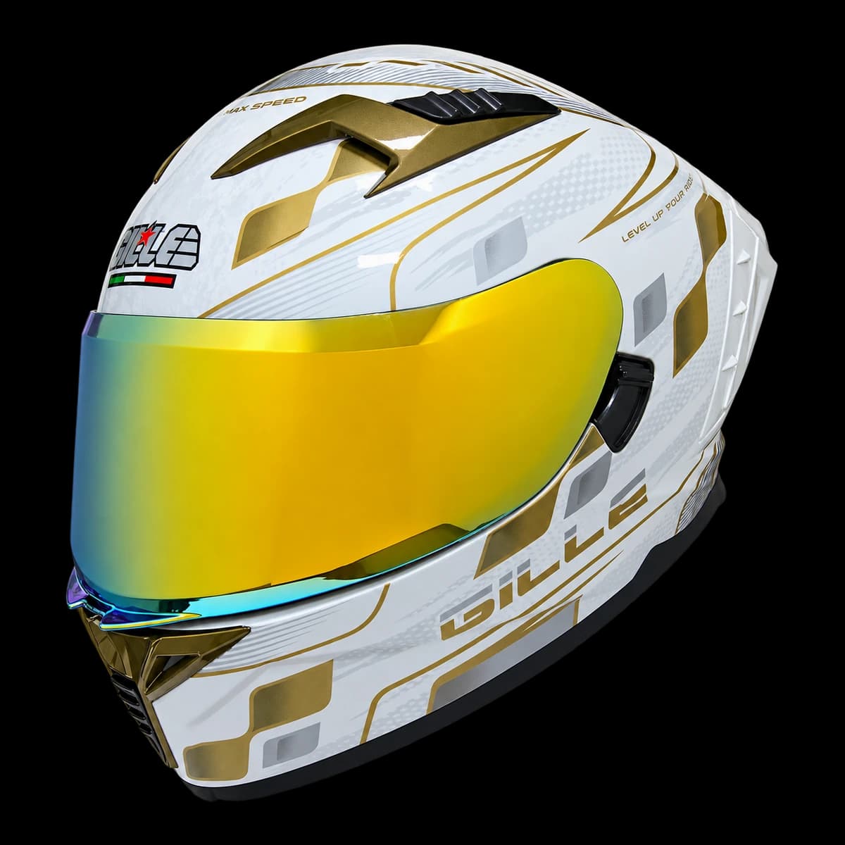 Gille FF012 Circuit Racer white and gold full-face helmet